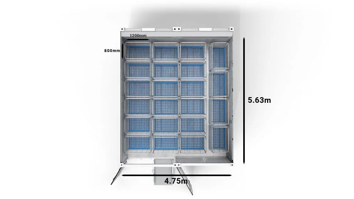 22 carrinhos (Arctic SuperStore de 20 pés com 2 compartimentos)