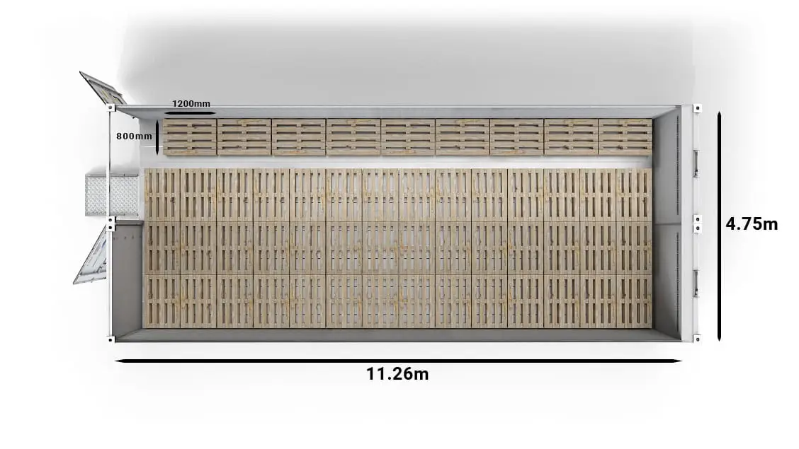 51 europaletes (Arctic SuperStore de 40 pés com 2 compartimentos)