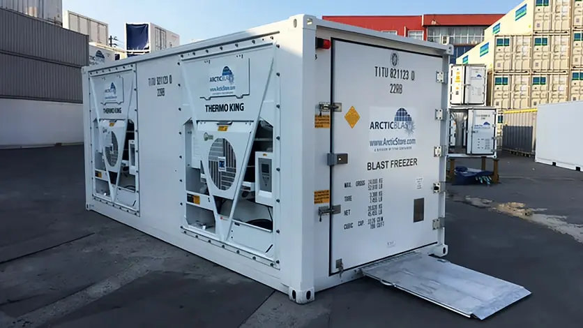 Armazenamento a frio ArcticBlast - Contêineres refrigerados de 20 pés com resfriamento rápido para locação