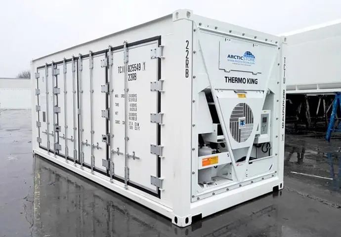 Locação de contêineres refrigerados de 20 pés com porta lateral para armazenamento a frio ArcticStore