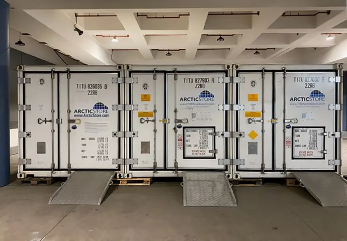 Locação de contêineres refrigerados para armazenamento a frio ArcticStore