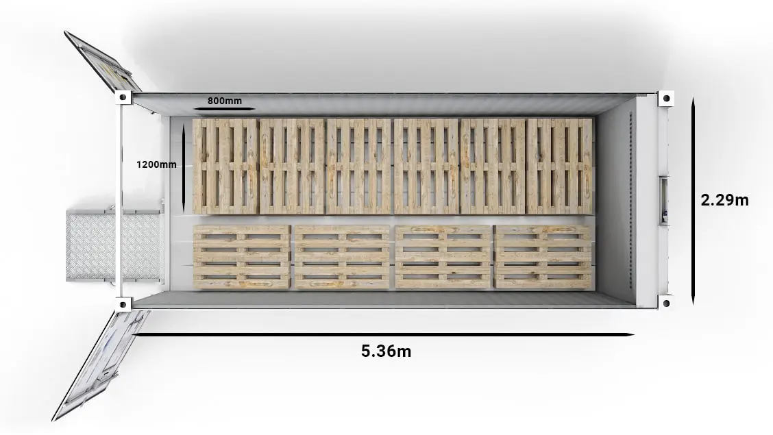 Paletes Euro em ArcticStore de 20 pés