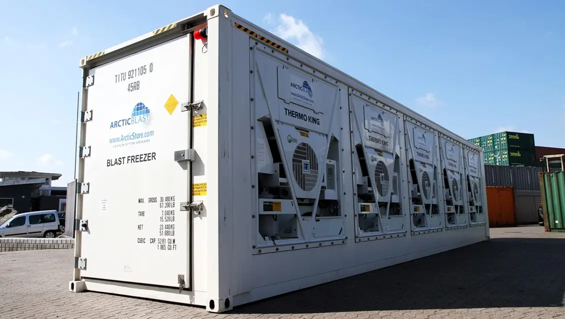 Contentor refrigerado ArcticBlast de 40 pés para aluguer - Armazenamento com refrigeração rápida