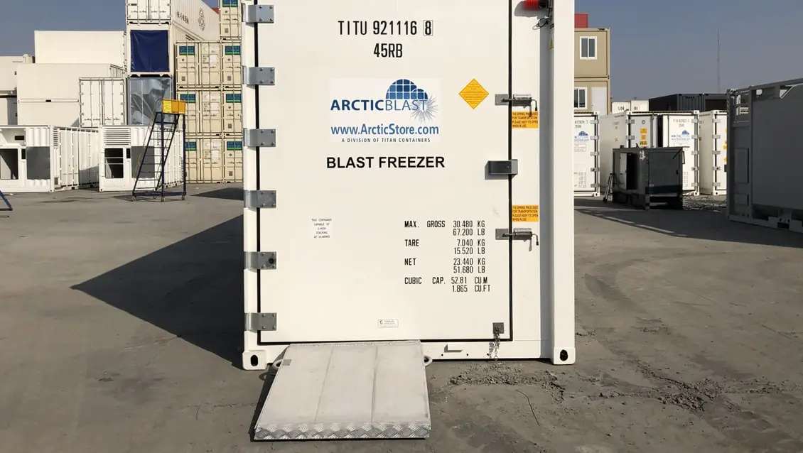 Refrigeração rápida ArcticBlast de 20 pés - Contêiner refrigerado para armazenamento