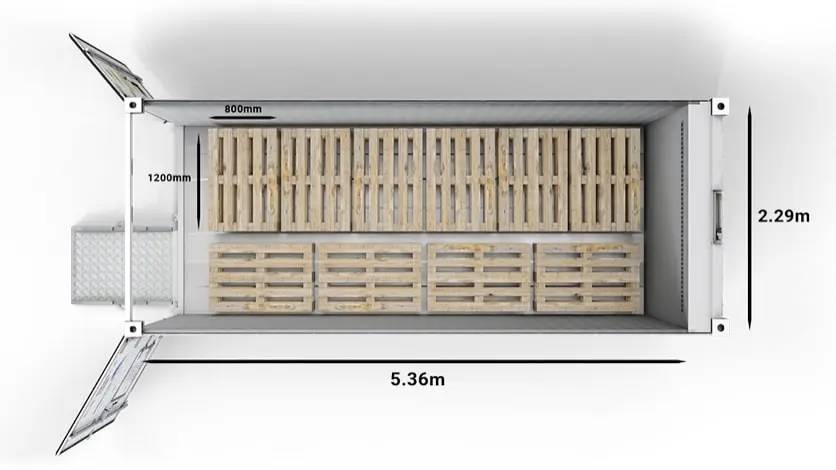 Paletes em ArcticStore de 20 pés