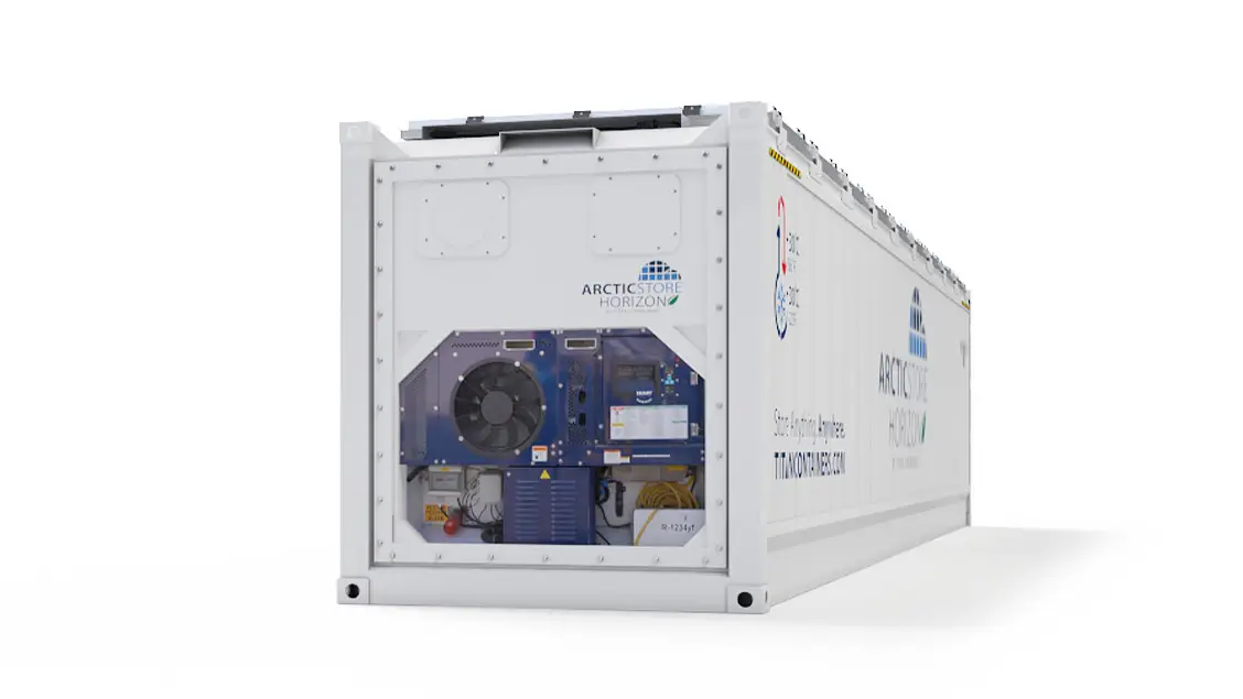 40ft ArcticStore Horizon com Painéis Solares Vista traseira